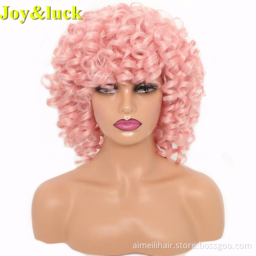 High Quality Blond Wholesale Wigs For Women Shoulder Hair 613 Blonde Short Natural Bouncy Curly Synthetic Ladies Full Hair Wigs